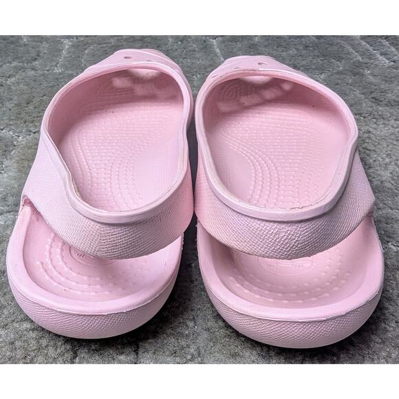 Crocs Peep Toe Ballet Flats WOMENS 5 Slingback Pink Shoes comfy casual barbie - Picture 5 of 7